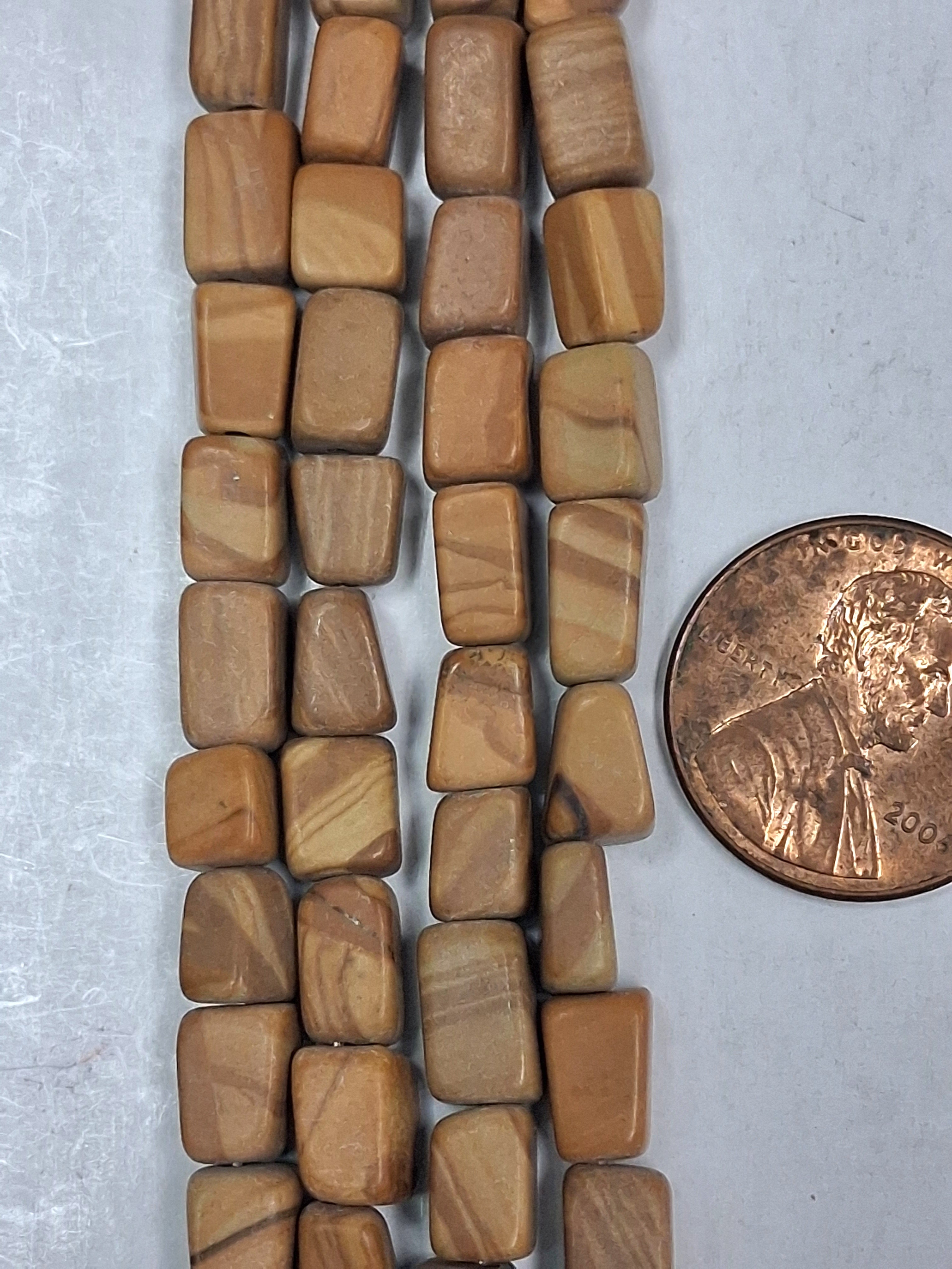 Picture Jasper   Irregular  tube beads   8 inch strand