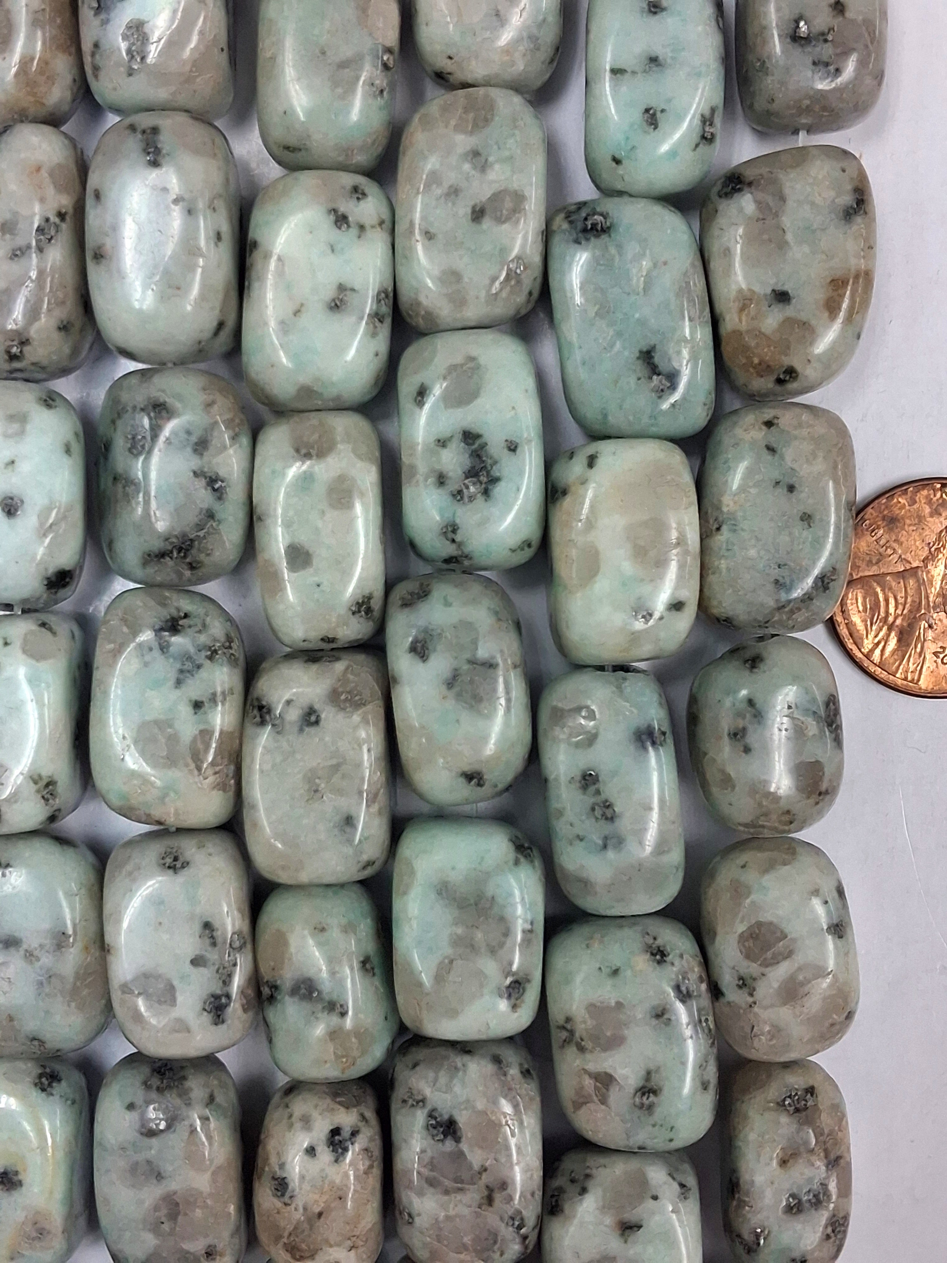 Kiwi Jasper  17x20mm Nuggets   8 inch strand