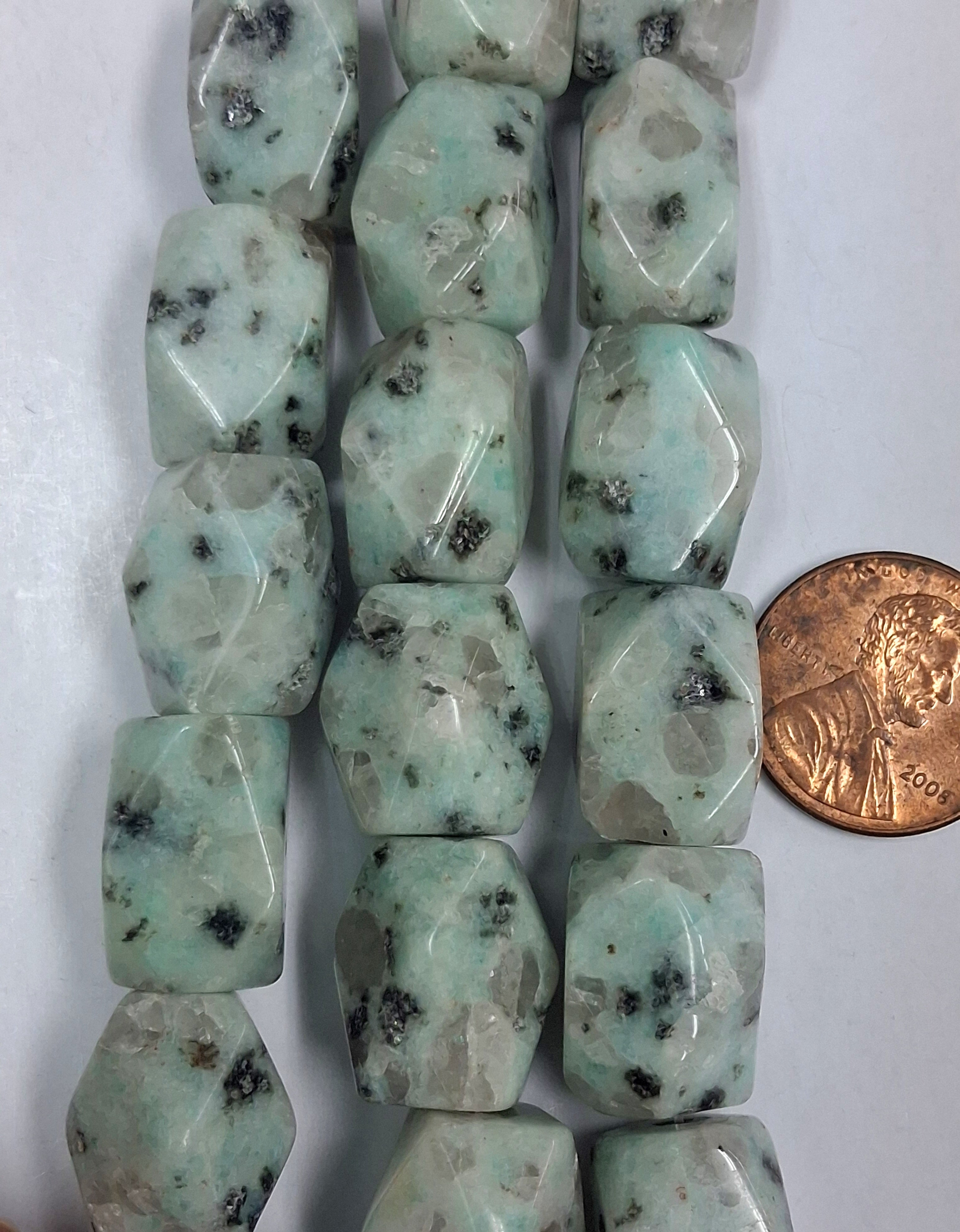 Kiwi Jasper  11x18mm Faceted Nuggets   8 inch strand