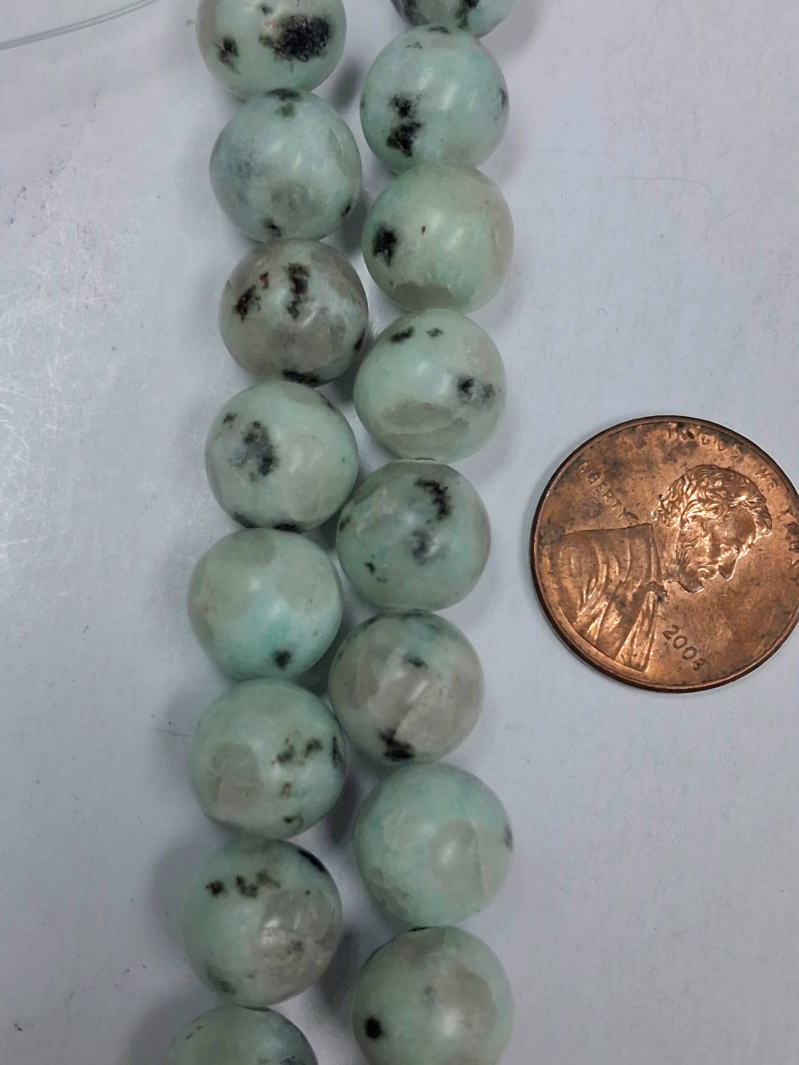 Kiwi Jasper  10 mm round beads    8 inch strand