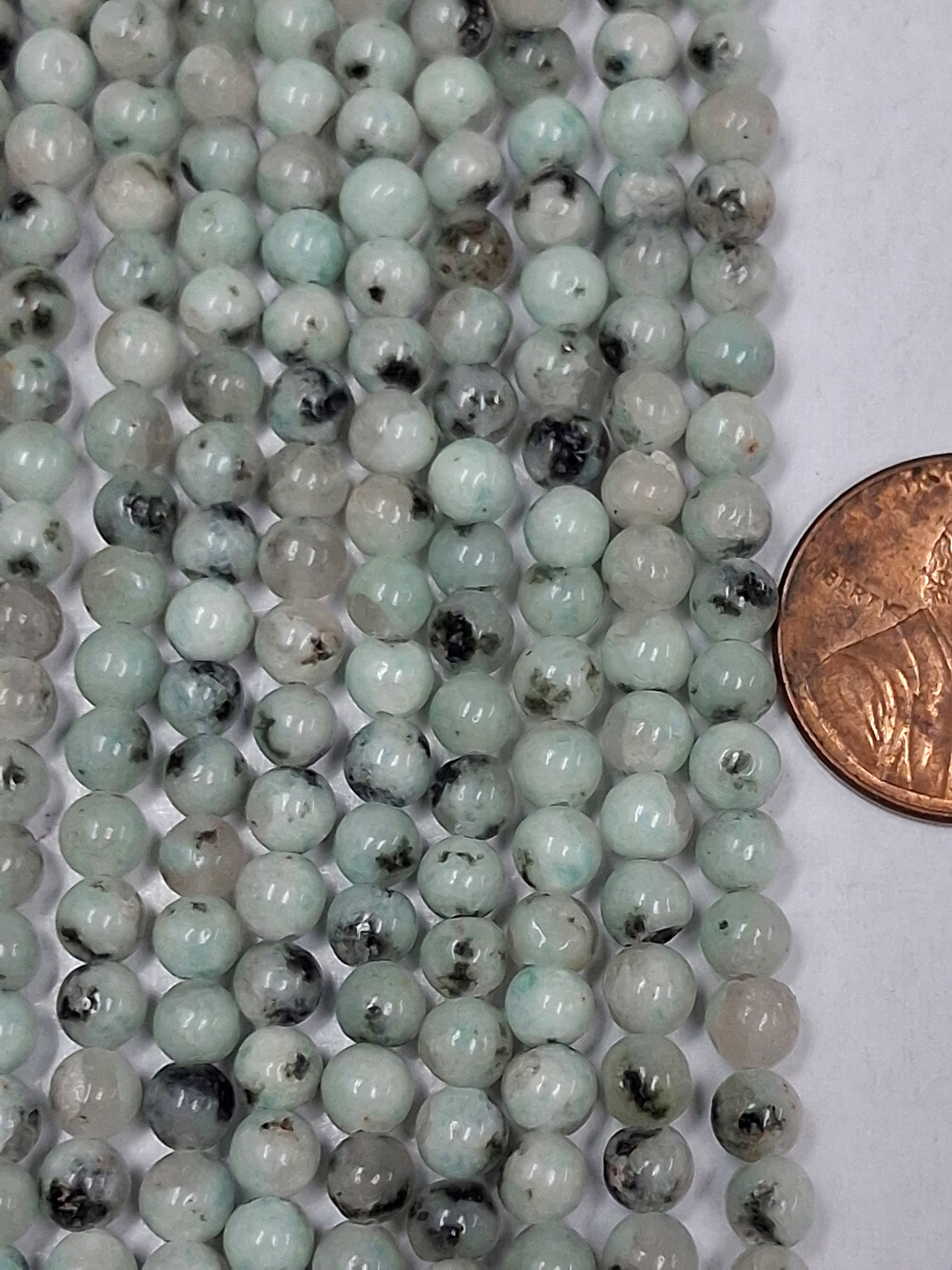 Kiwi Jasper  4 mm round beads    8 inch strand