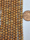 Wood Jasper  4x4 MM  Round  beads   8 inch strand