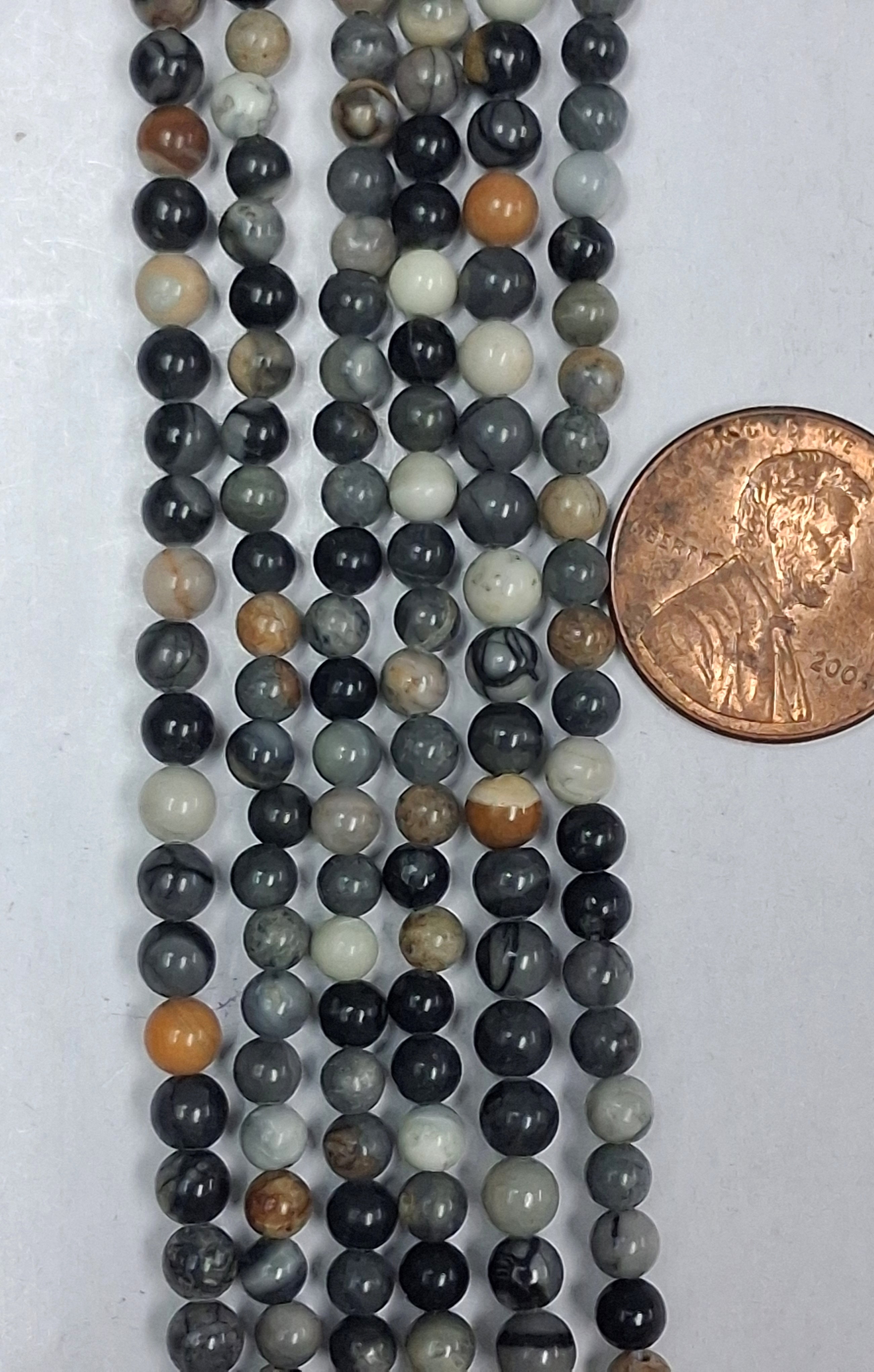 Ocean Jasper   4mm round   8 inch strand