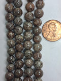 Brown Snowflake Obsidian  8 mm Round Beads   8 inch strand