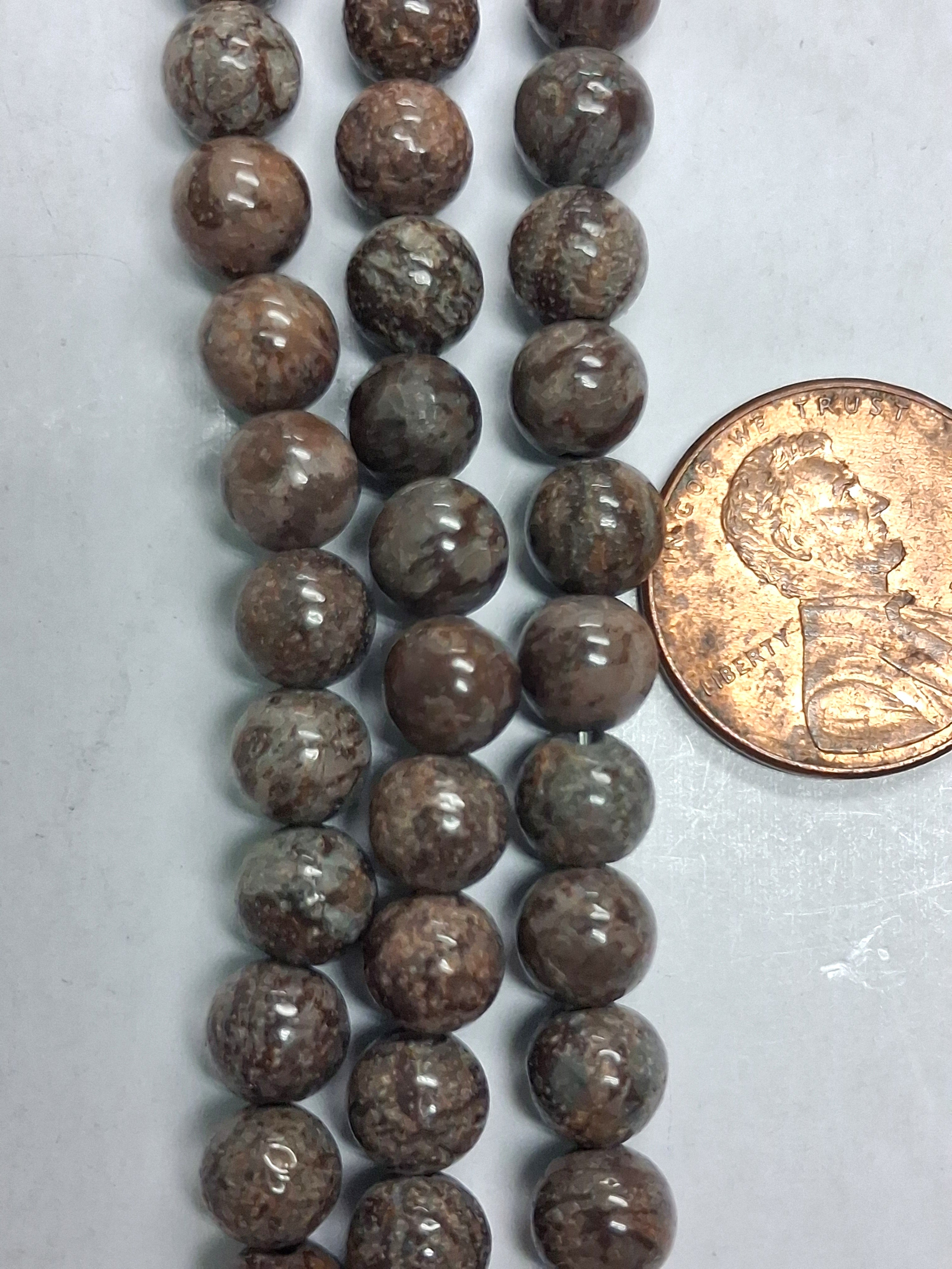 Brown Snowflake Obsidian  6 mm Round Beads   8 inch strand