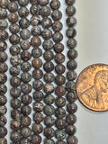 Brown Snowflake Obsidian  4 mm Round Beads   8 inch strand