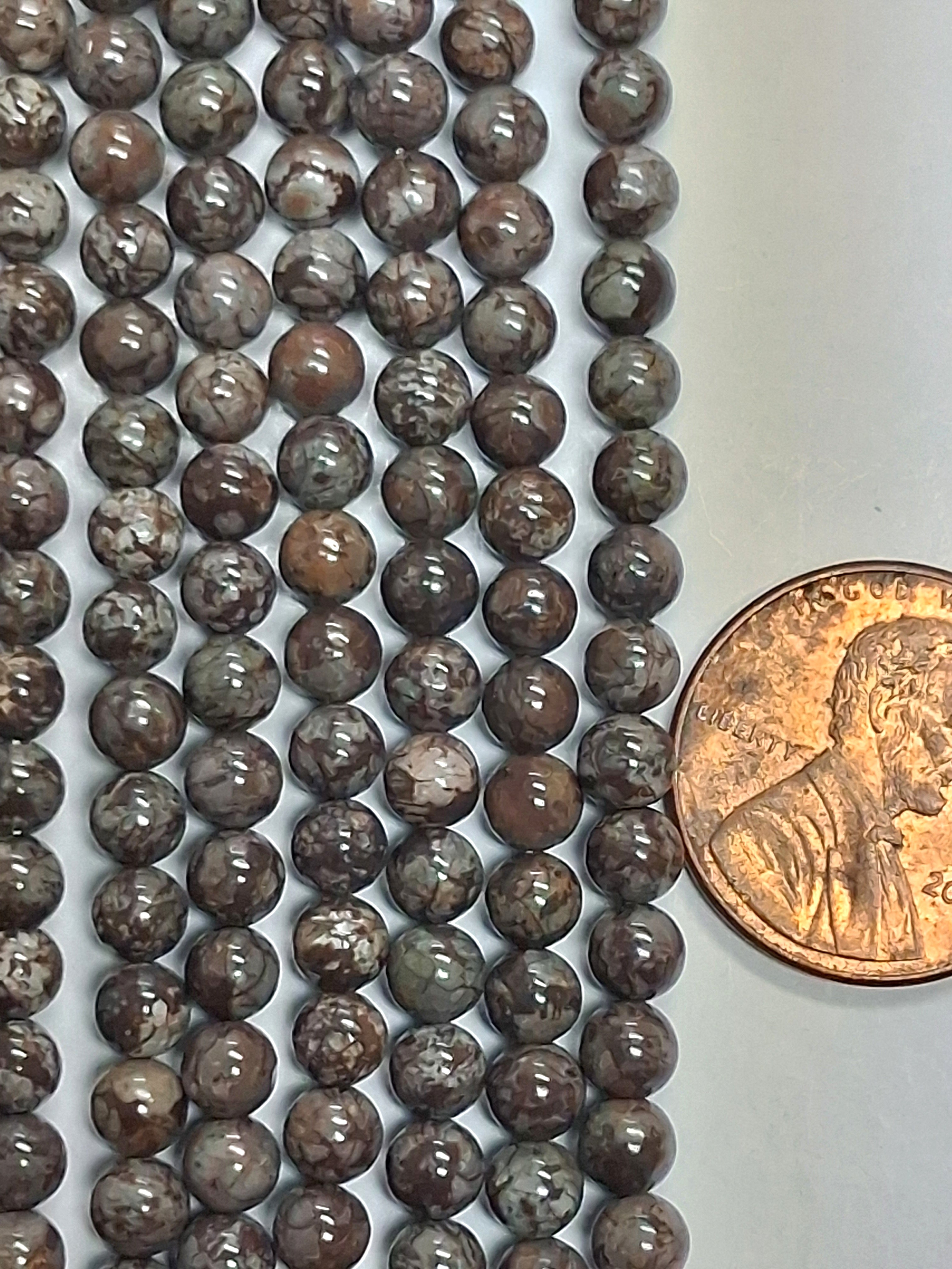 Brown Snowflake Obsidian  4 mm Round Beads   8 inch strand