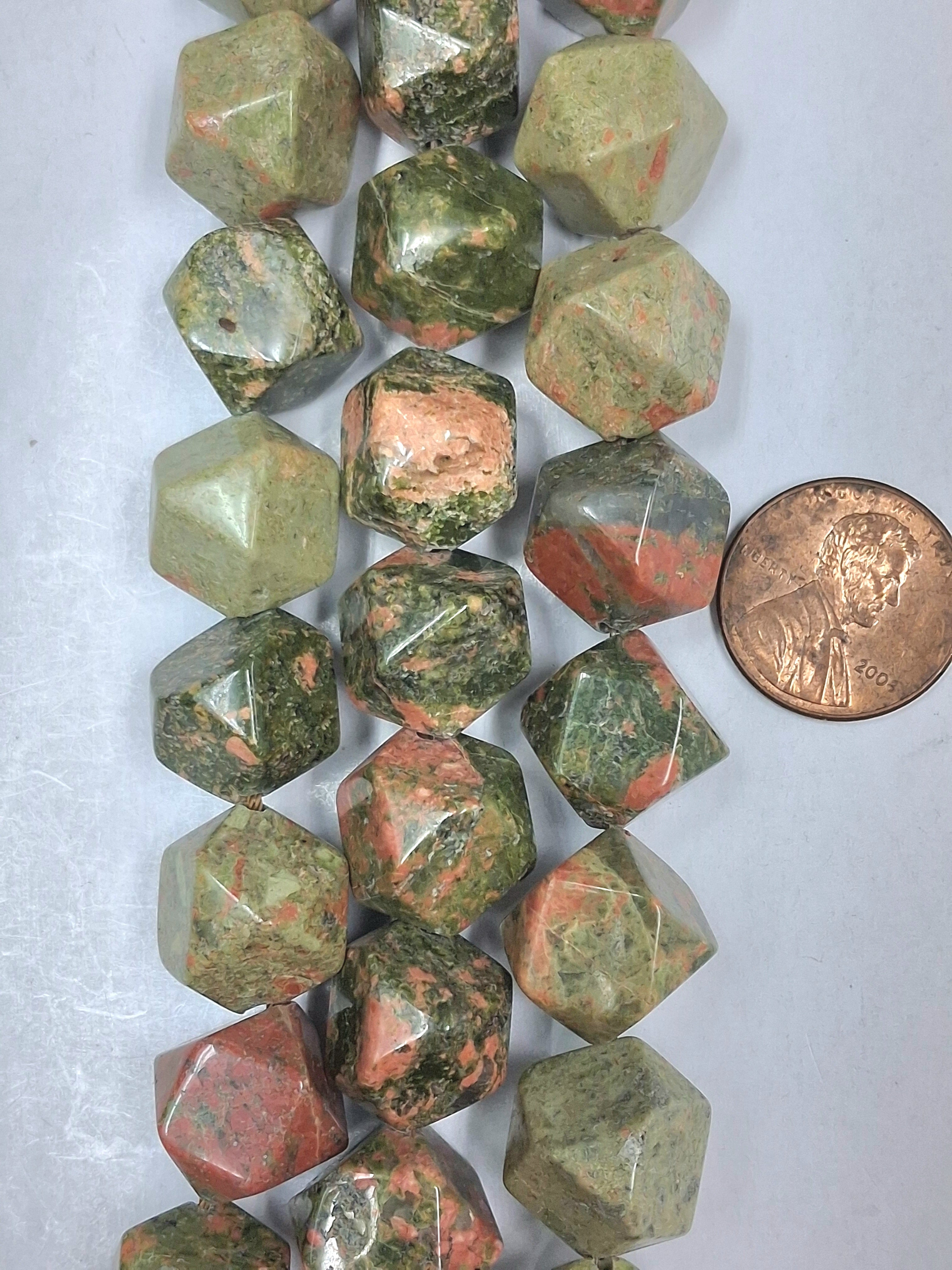 Unakite Nuggets   12 X12 mm   8inch strand