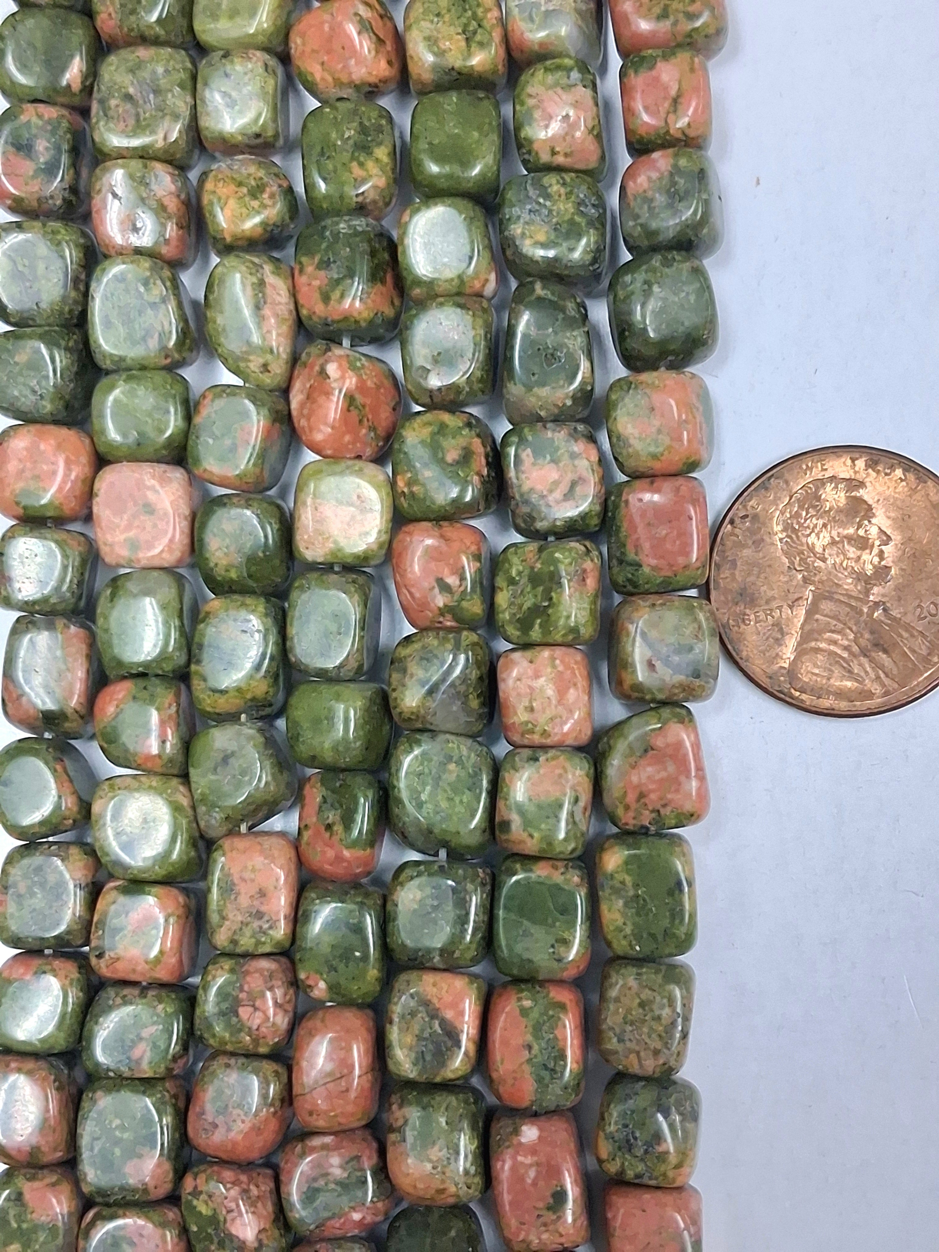Unakite Pebbles  7-9 mm   8inch strand
