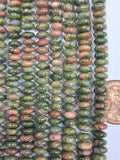 Unakite  6mm Rondelle Beads   8 inch strand