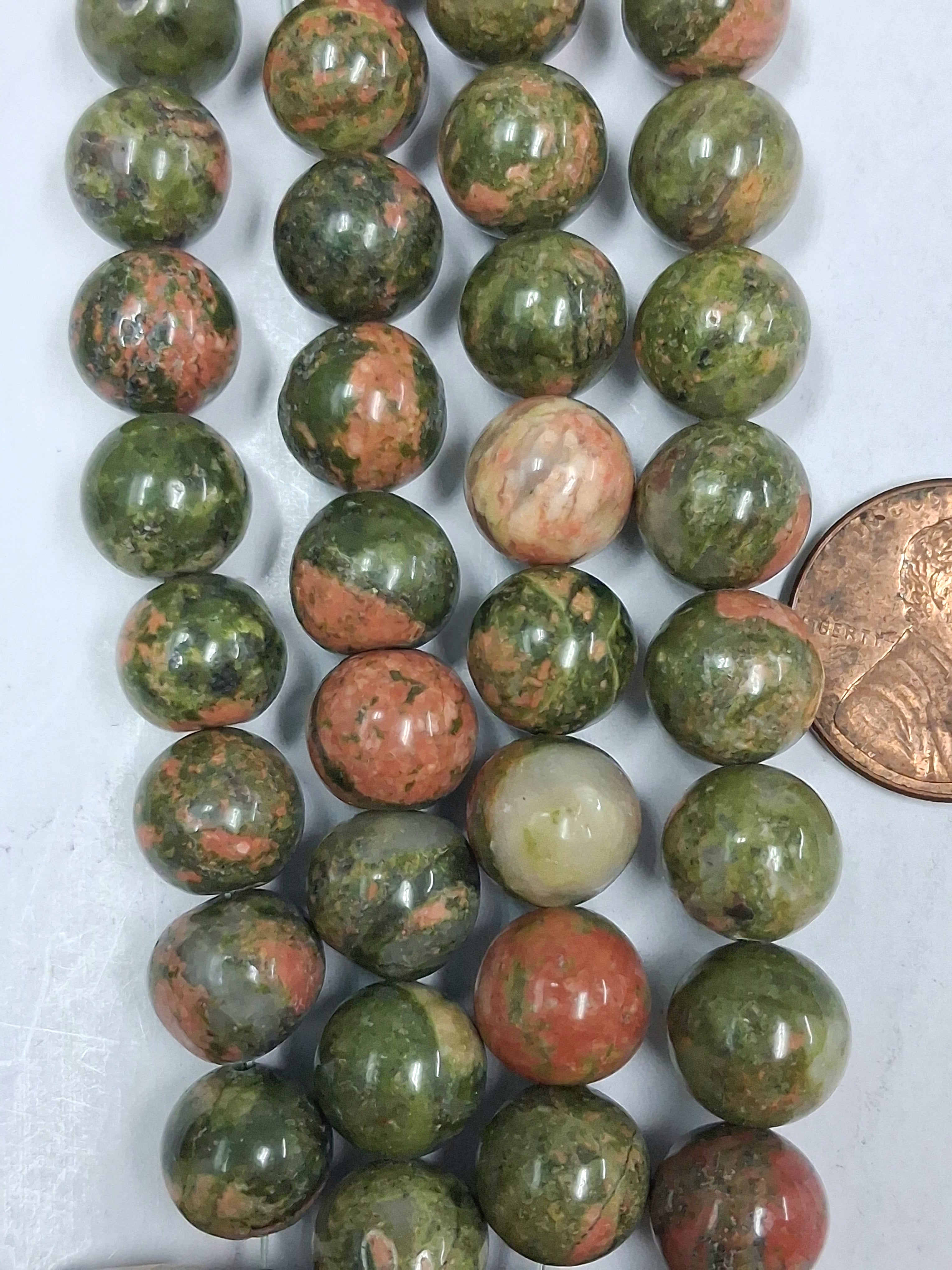 Unakite   6 mm round  Beads   8 inch strand