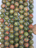 Unakite   10 mm round  Beads   8 inch strand