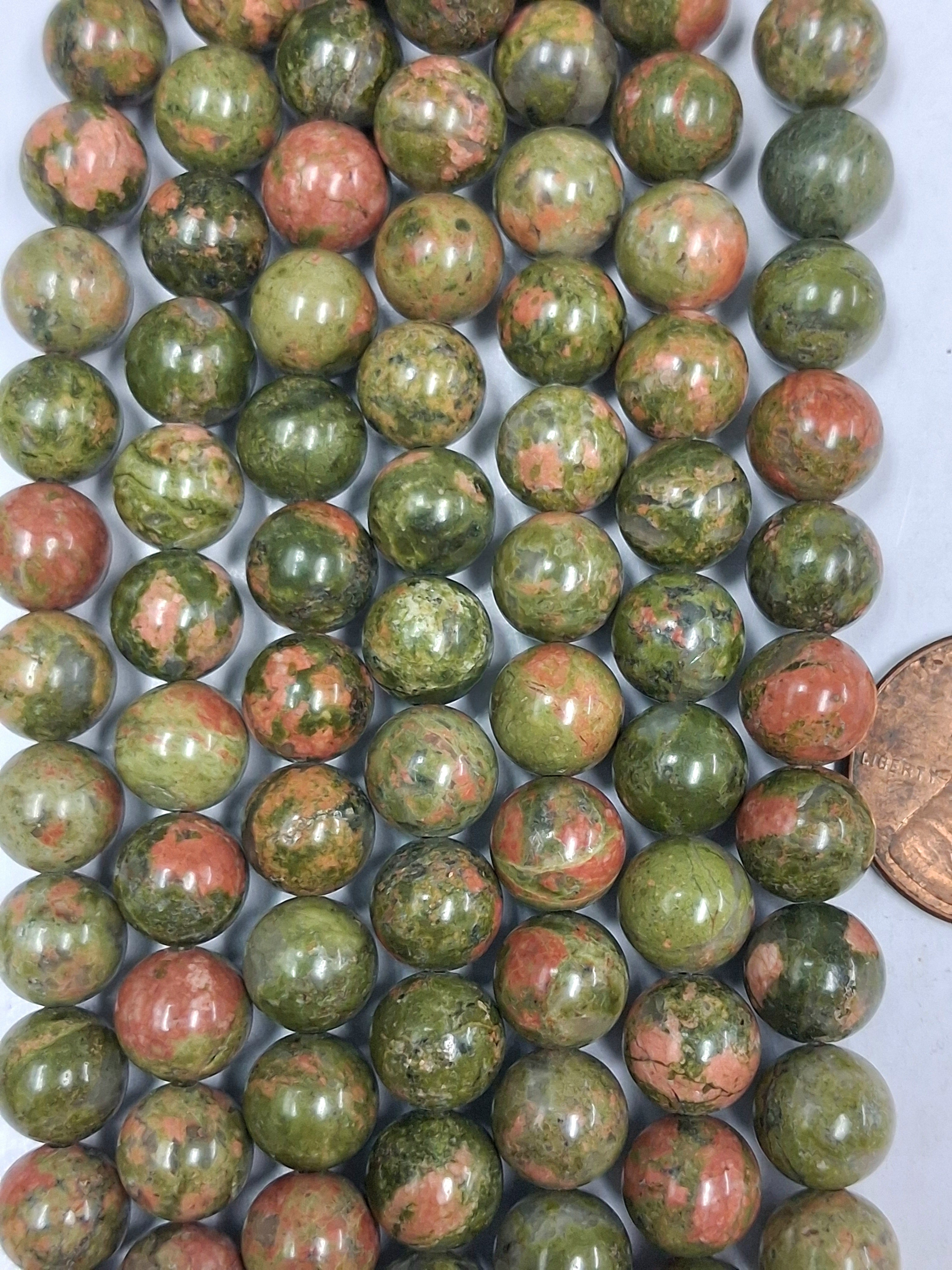 Unakite   10 mm round  Beads   8 inch strand