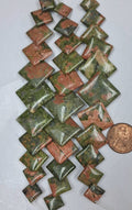 Unakite Graduating overlapping square beads 11 pcs