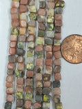 Spice Jasper   4 x4 mm Cubes   8 inch strand