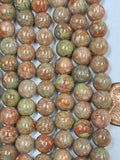 Autumn Jasper   8 mm Round Beads   7.5 inch strand