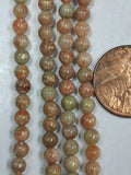 Autumn Jasper   4mm Round Beads   8 inch strand