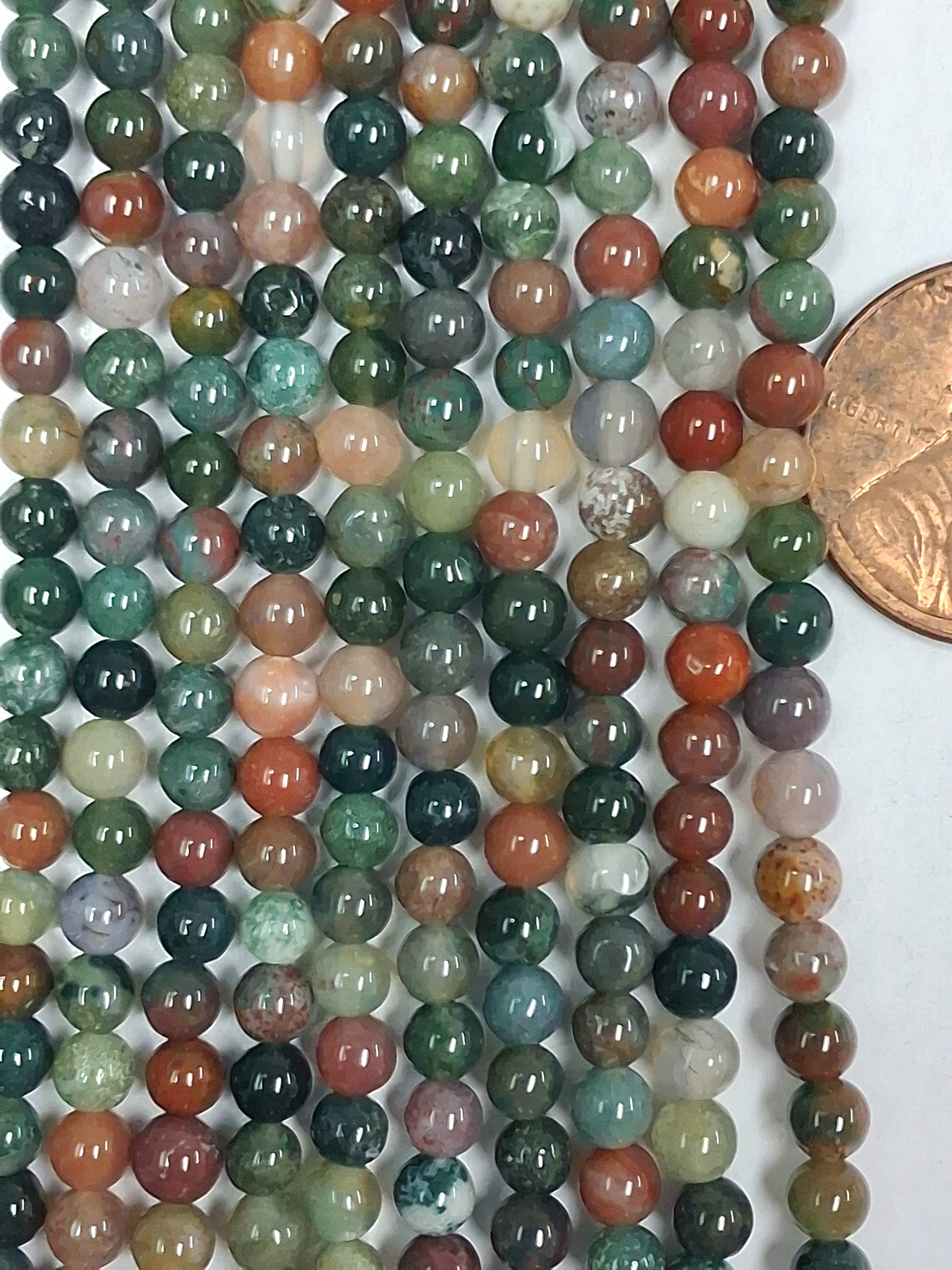 Fancy Jasper   4mm Round  Beads   8  inch strand