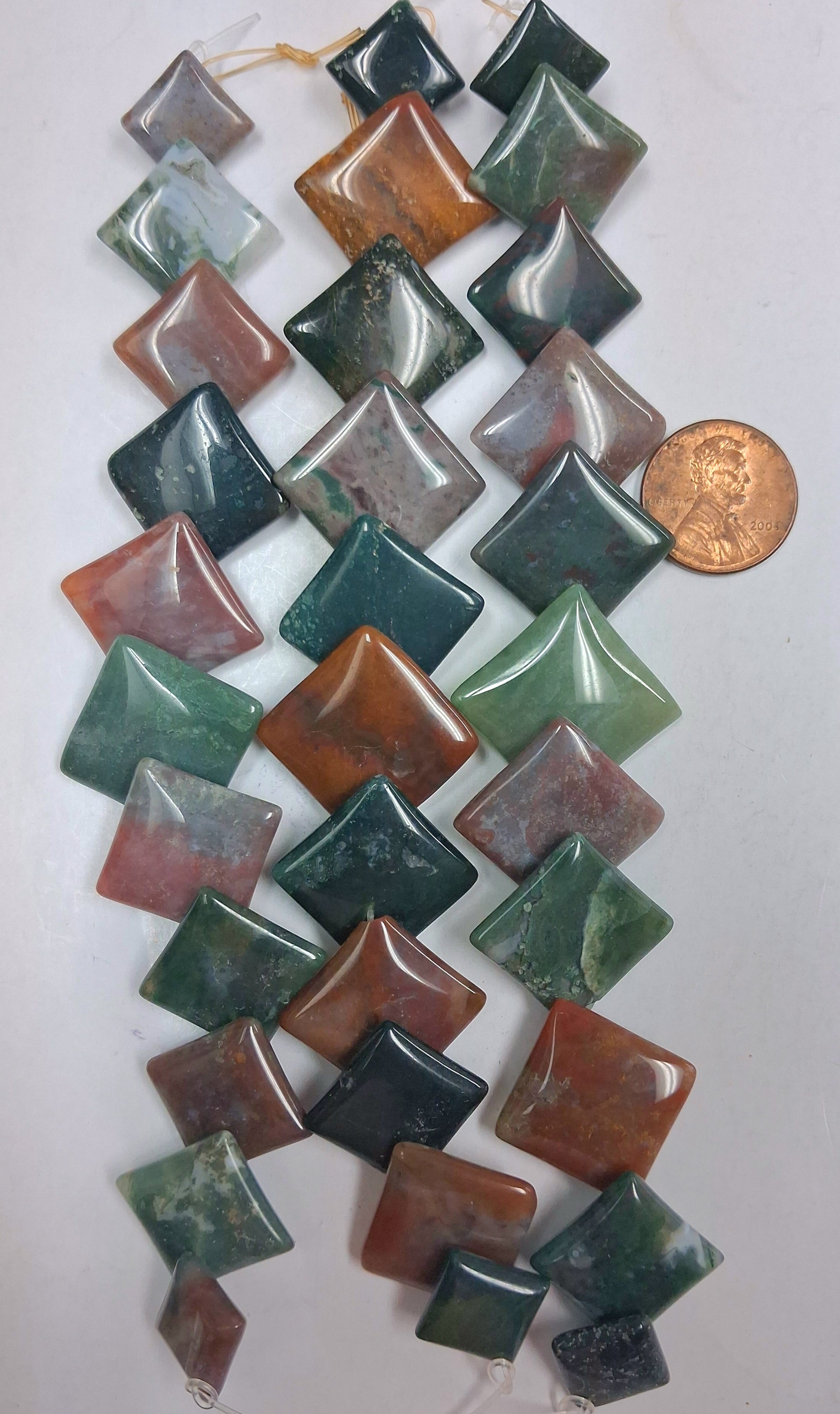 Fancy Jasper   Graduating Overlapping Square  beads  11 pcs