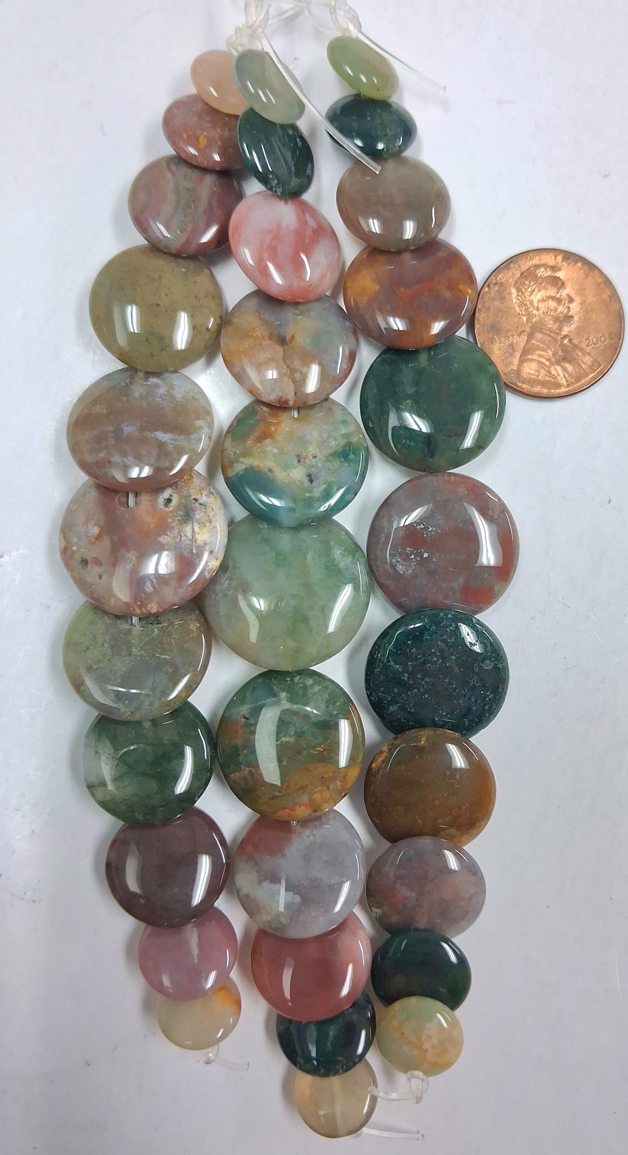 Fancy Jasper   Graduating Overlapping Coins beads  11 pcs