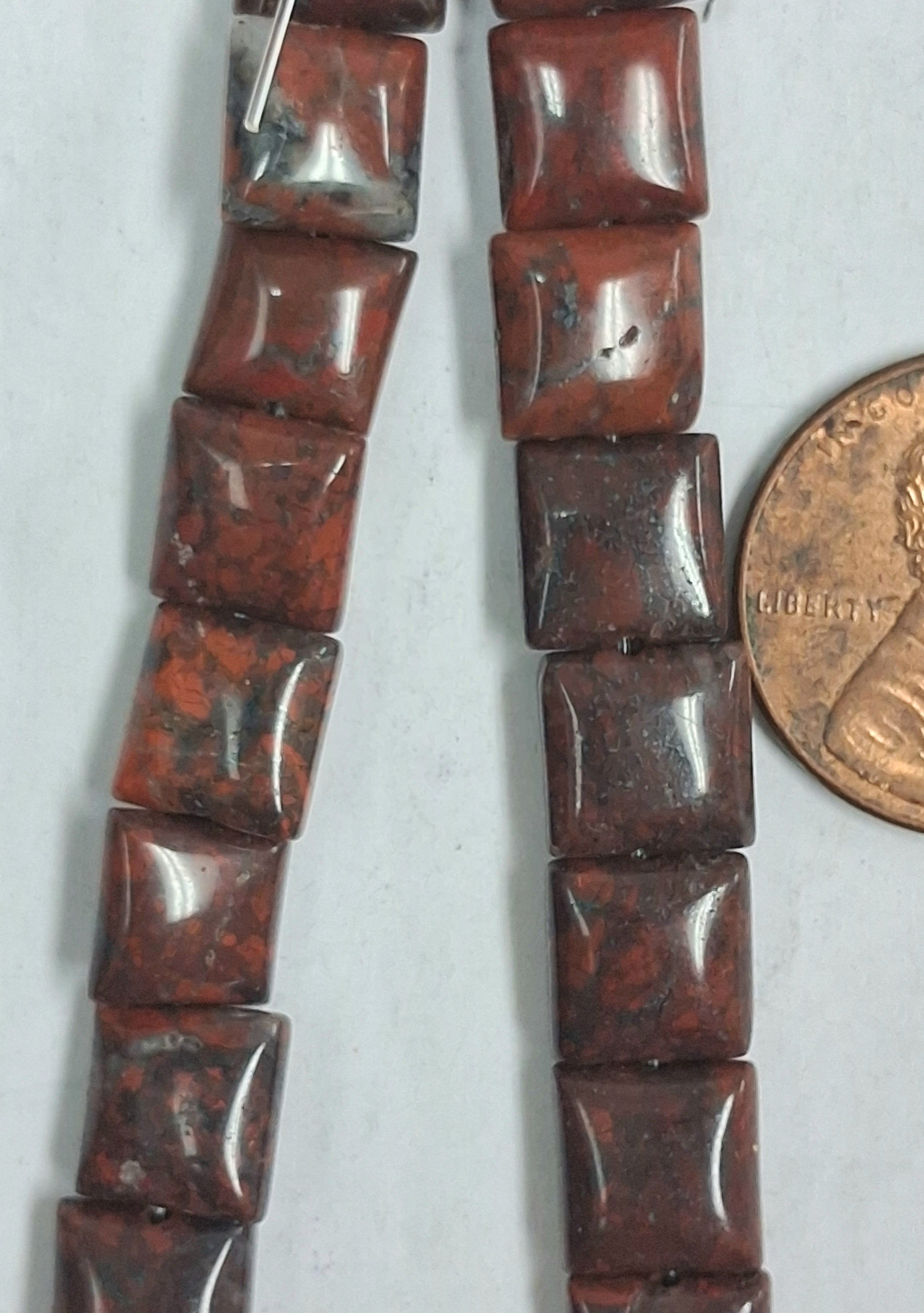 Poppy Jasper    8 mm Chicklets    8 inch strand
