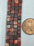 Flame Jasper   4x4 mm cube beads    7.5 inch strand