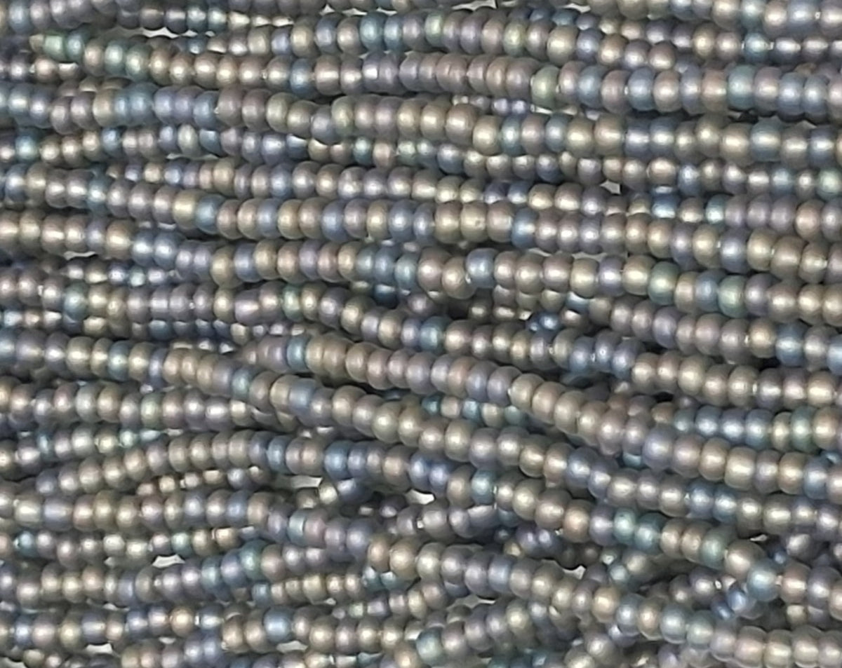 11/0 CZECH GREY  MT RB SEED BEADS  12 STRING/HNK-APPX 34 GMS