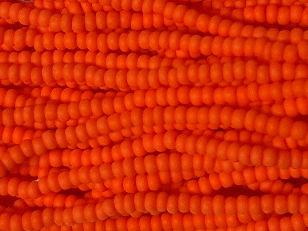 11/0 CZECH ORANGE OP MT SEED BEADS 12 STRING/HNK-APPX 34 GMS