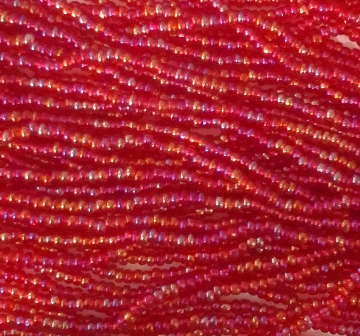 11/0 CZECH LT RUBY AB SEED BEADS 12 STRING/HNK-APPX 34 GMS