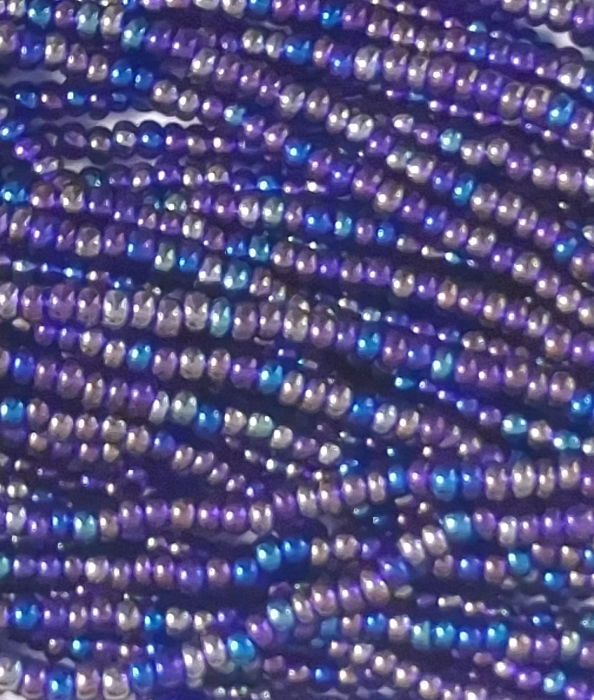 11/0 CZECH DK SAPPHIRE AB SEED BEADS  12 STRING/HNK-APPX 34 GMS