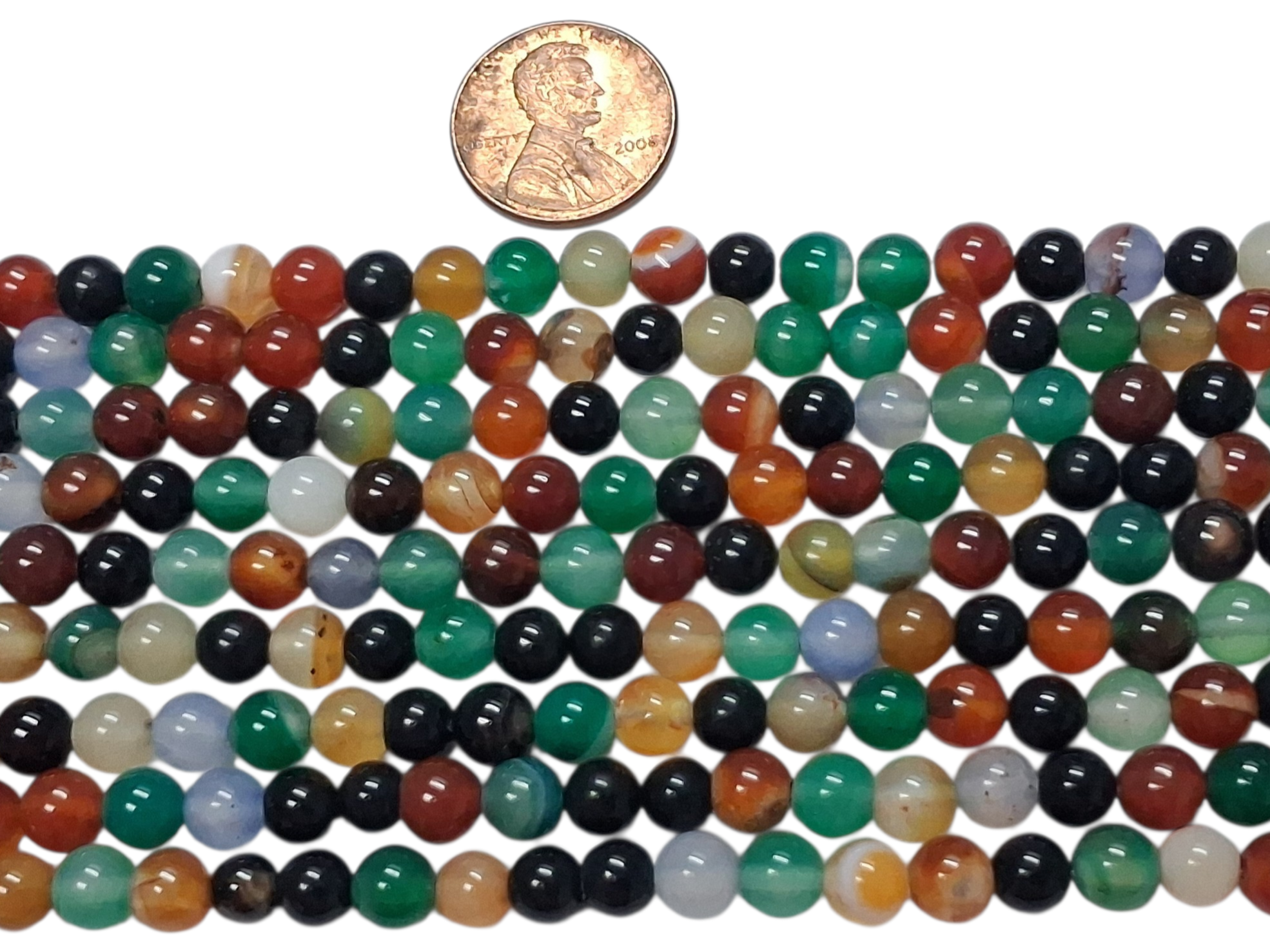 Mixed  agate beads in 6mm size  8 inch strand