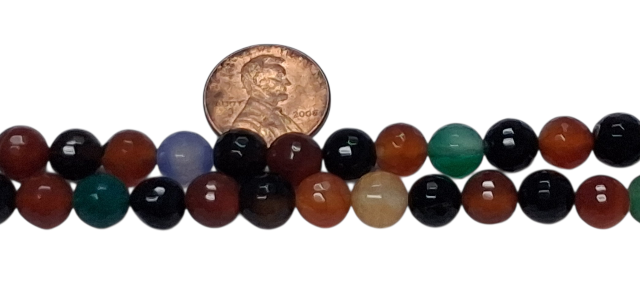 Mixed agate beads in 8 mm size  8 inch strand