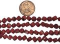 6mm Red Coral Diagonal Cube beads 8 inch strand