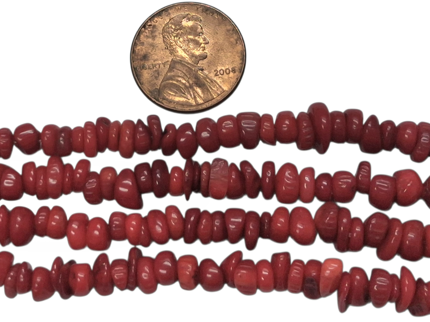Red Coral Chip beads 8 inch strand
