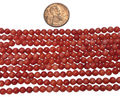 Red Coral 3-4 mm round beads 8 inch strand