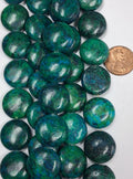 Azurite Chrysocolla 18 mm Coin 7 inch strand
