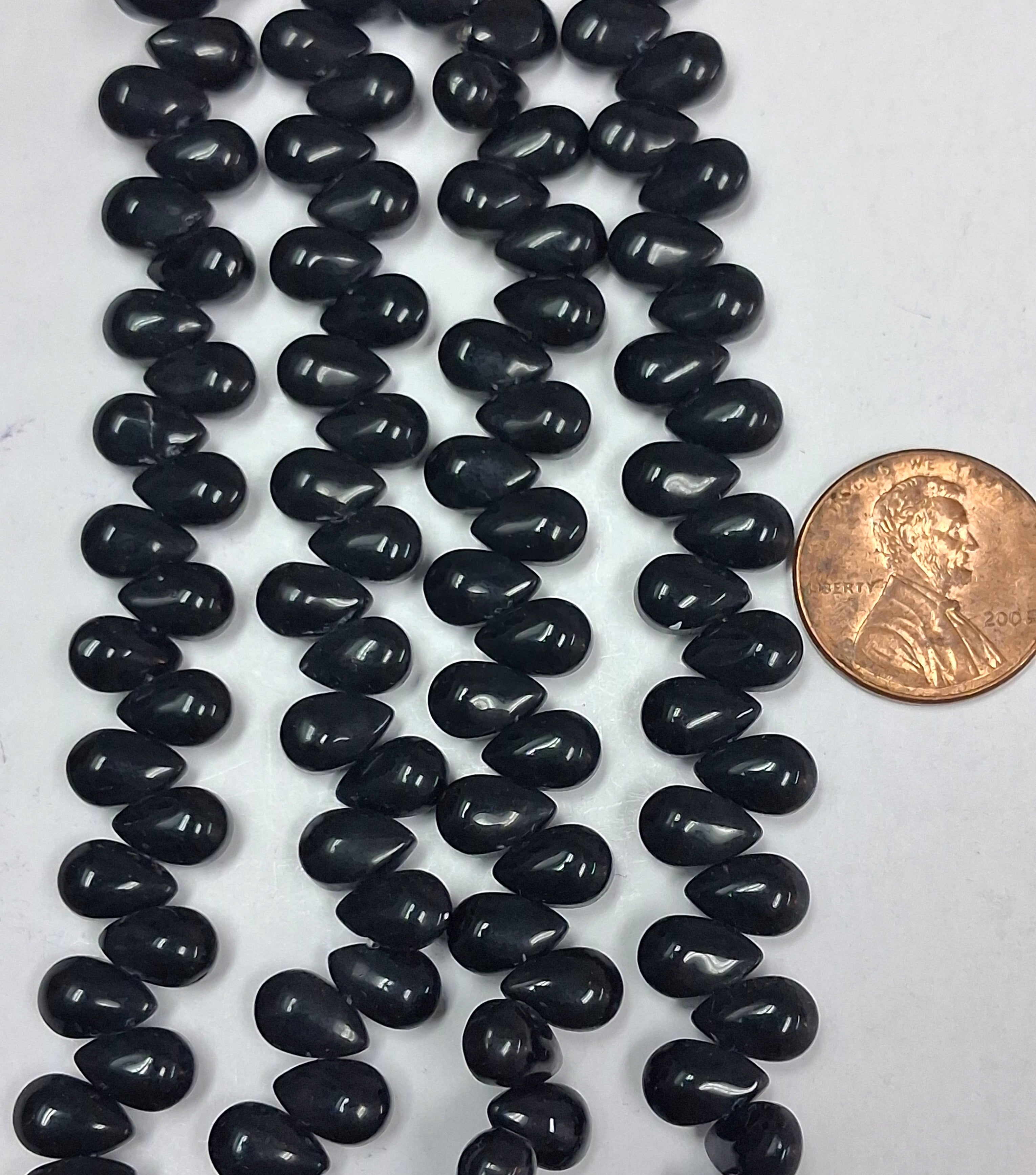Black Onyx Briolette 6x9 mm 10 inch strands