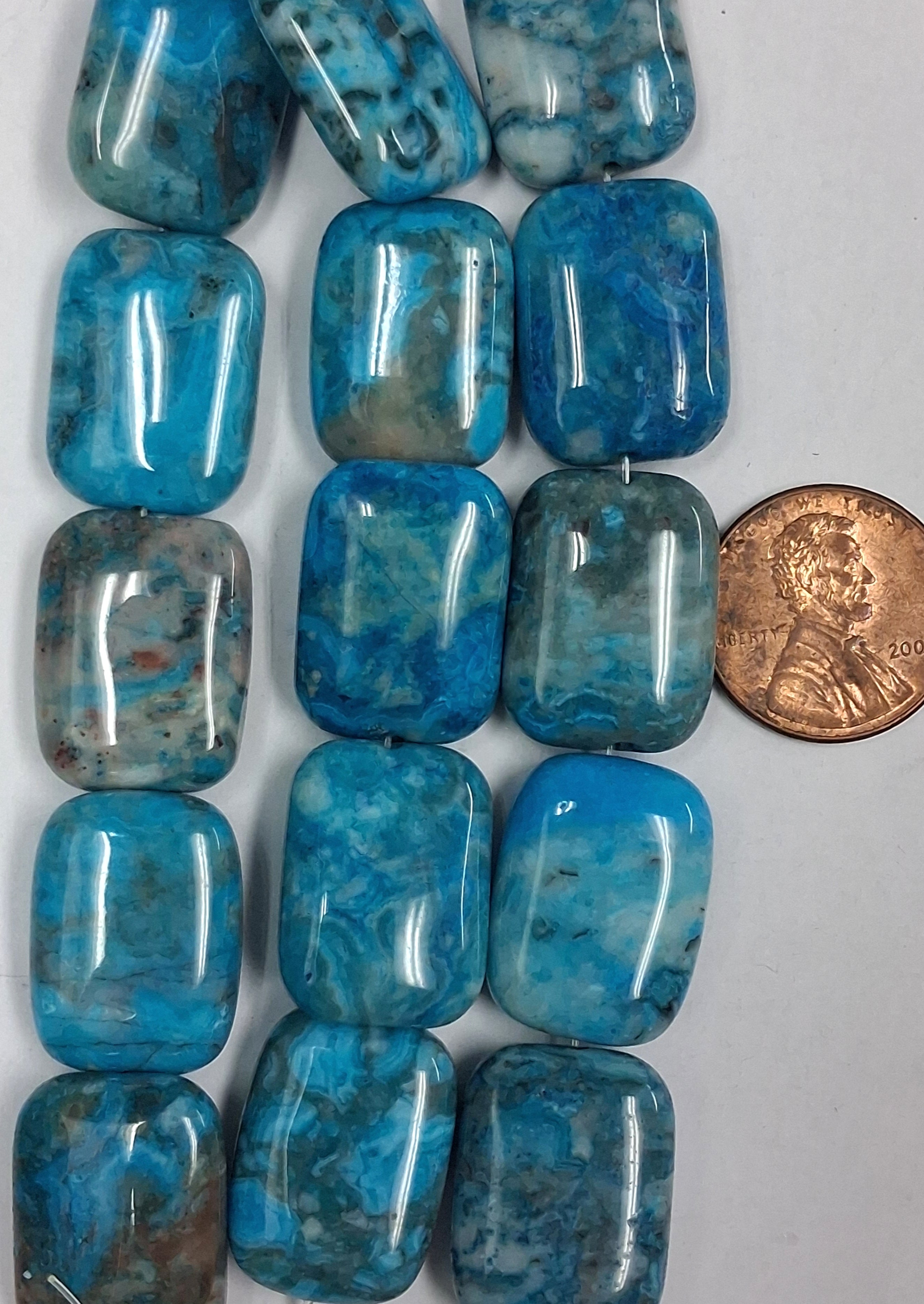 Larimar Crazy Lace Agate 12x20 Rectangles 8 Inch strand
