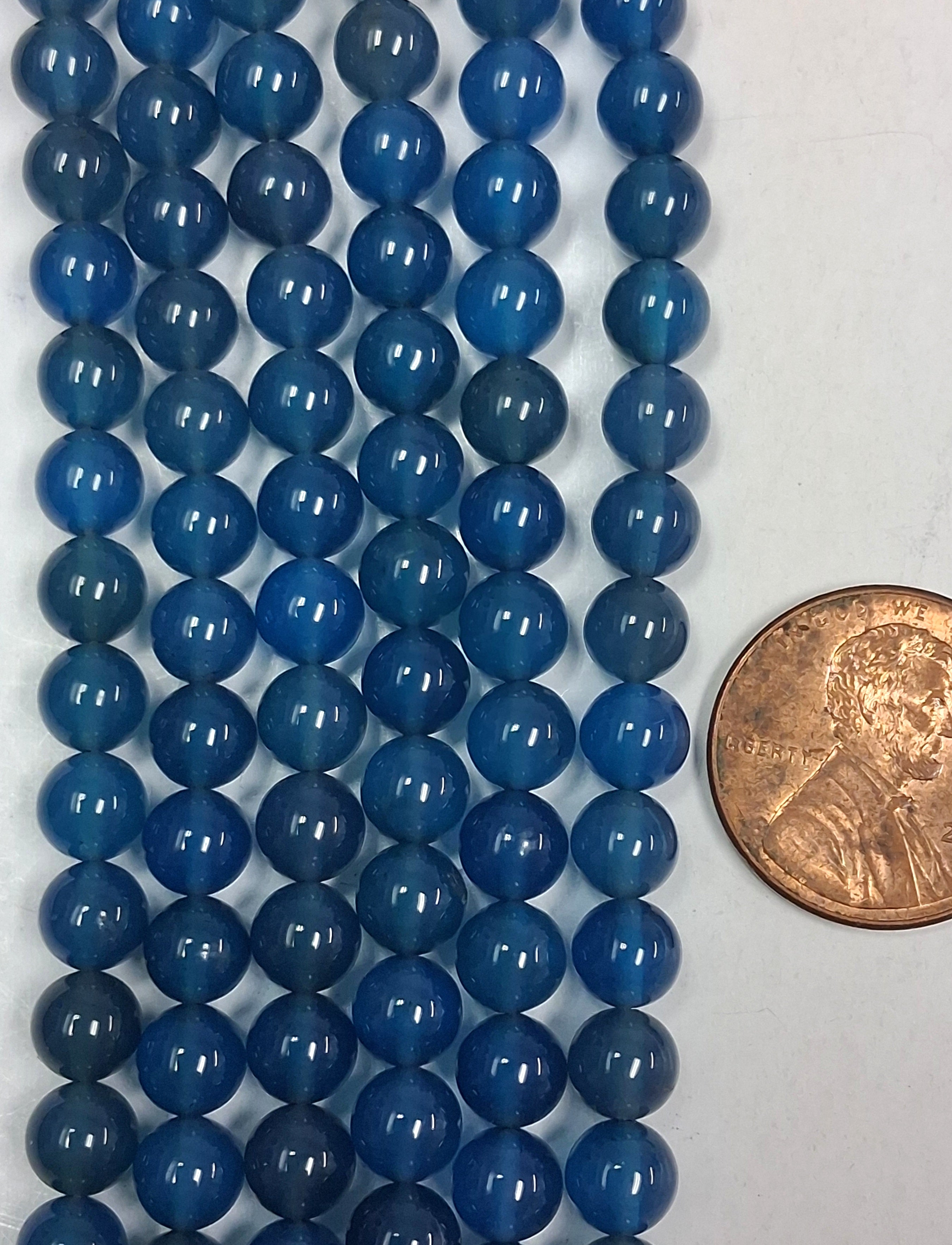 Blue Agate  6 mm round   8 inch strand