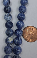 Sodalite   10 mm round beads    8  inch strand