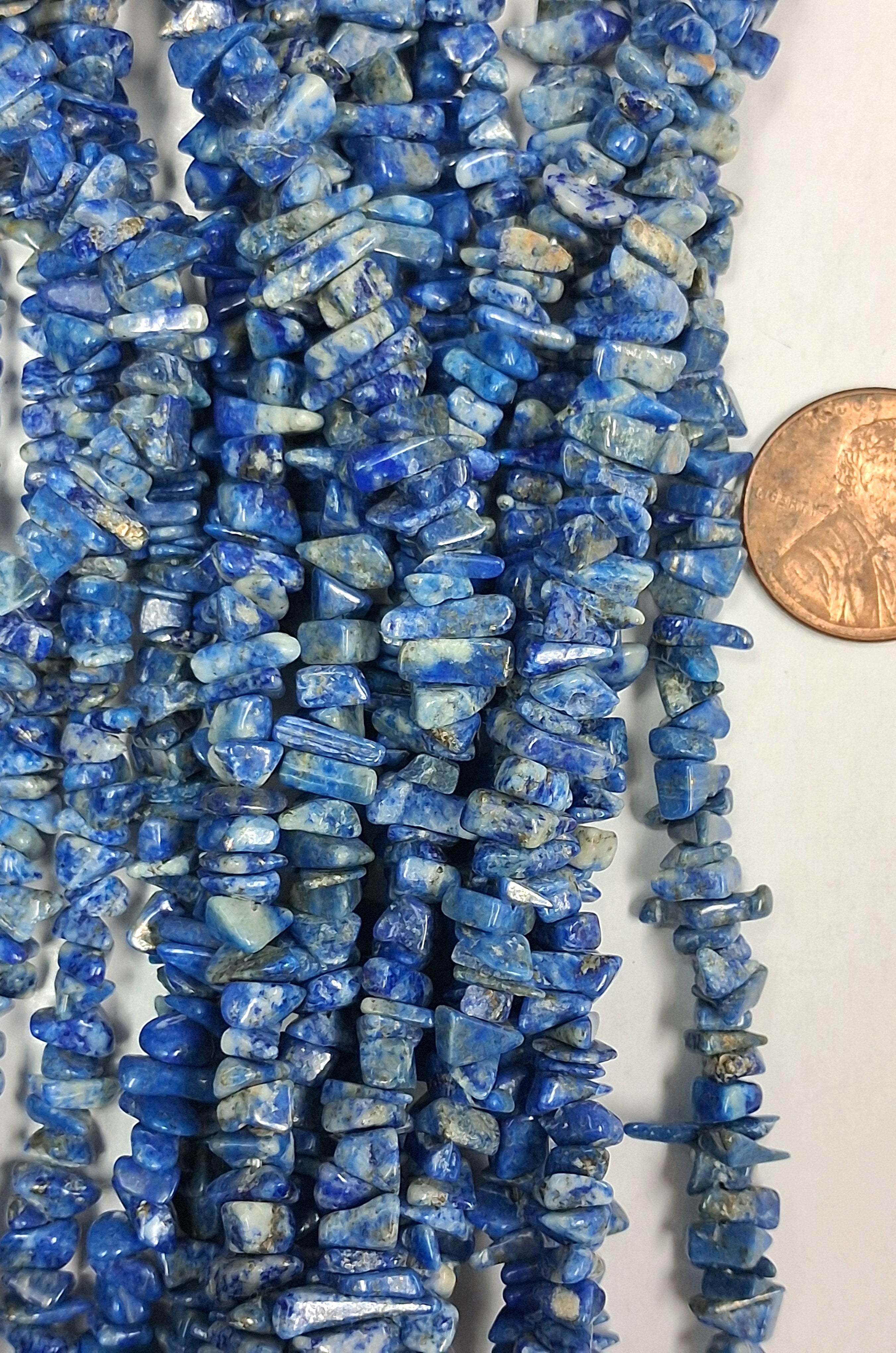 Denim Lapis Chips 15 inch strand