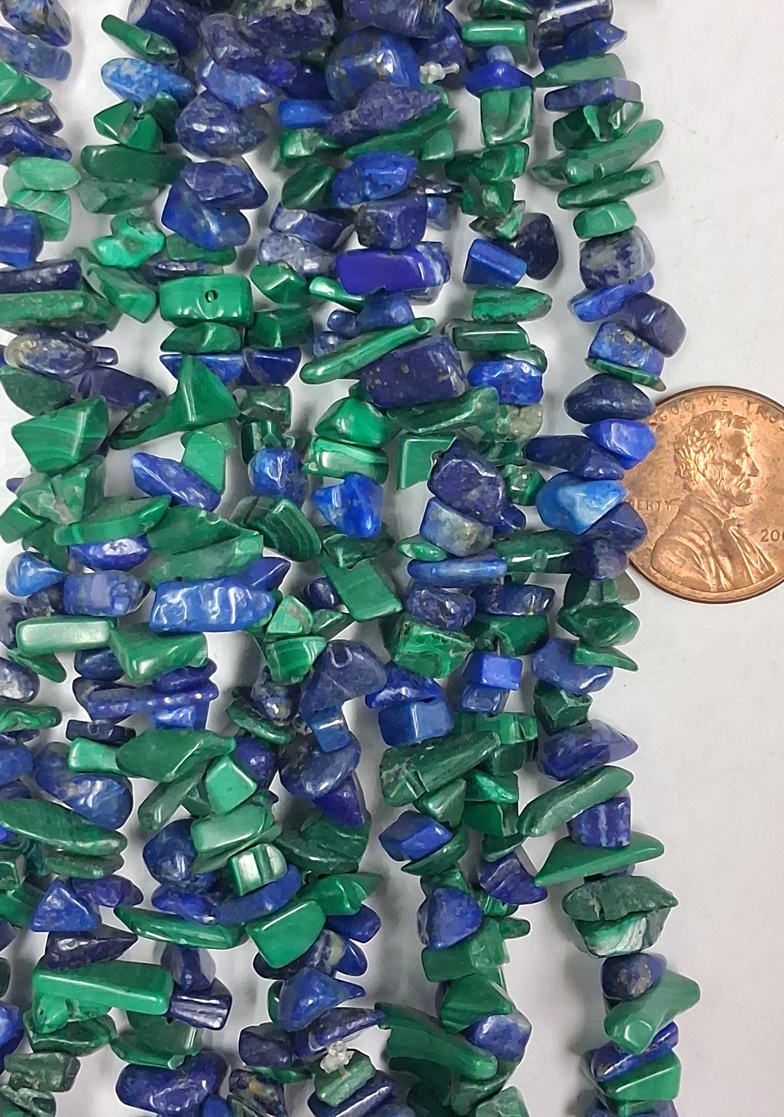 Lapis Malachite Chips 36 inch strand