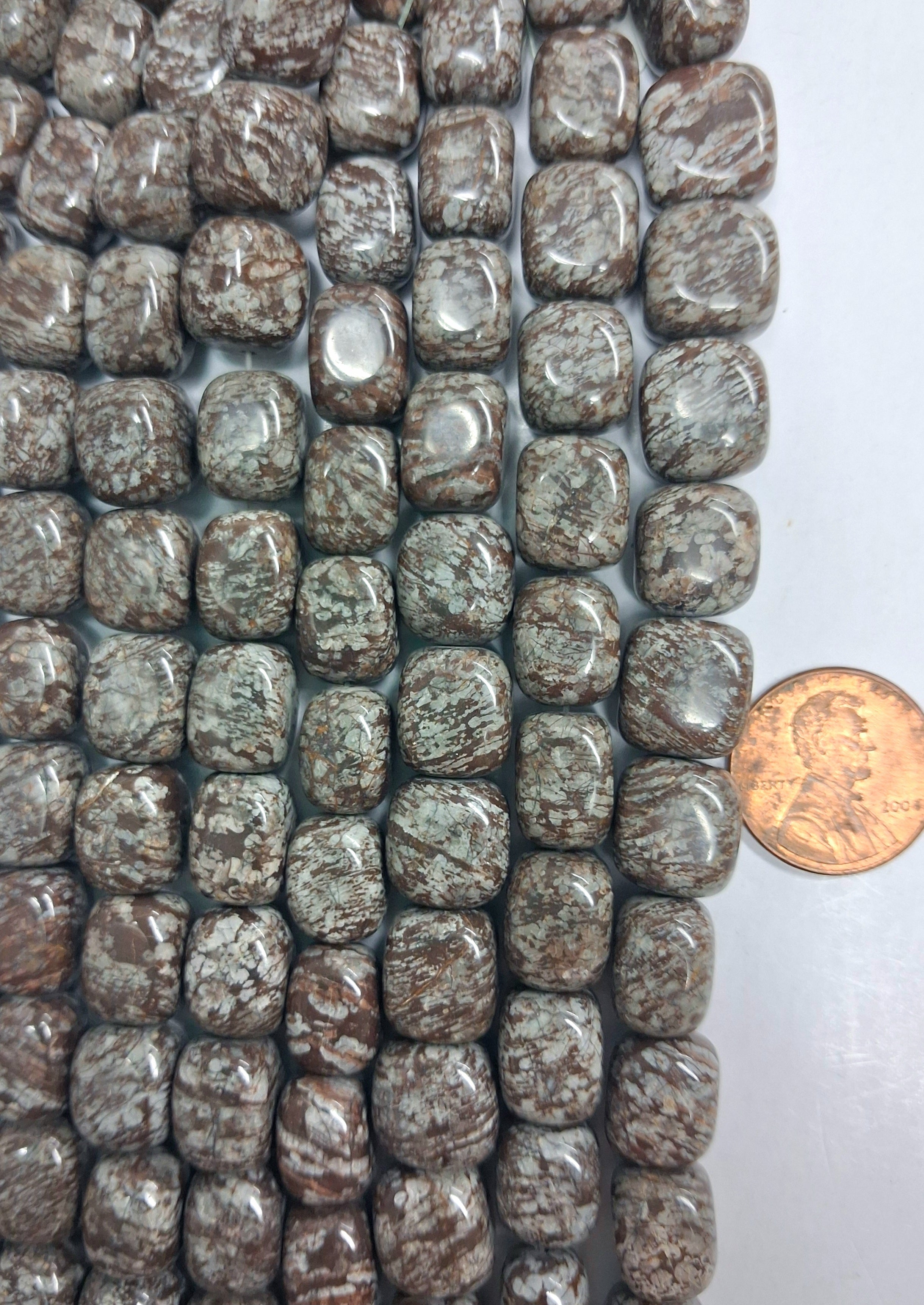 Brown Snowflake Obsidian  Nuggets  8 x12 mm  8 inch strand