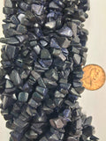 Blue Goldstone Chips    36 inch strand