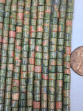 Unakite Round Tube Beads   4x4 mm   8 inch strand