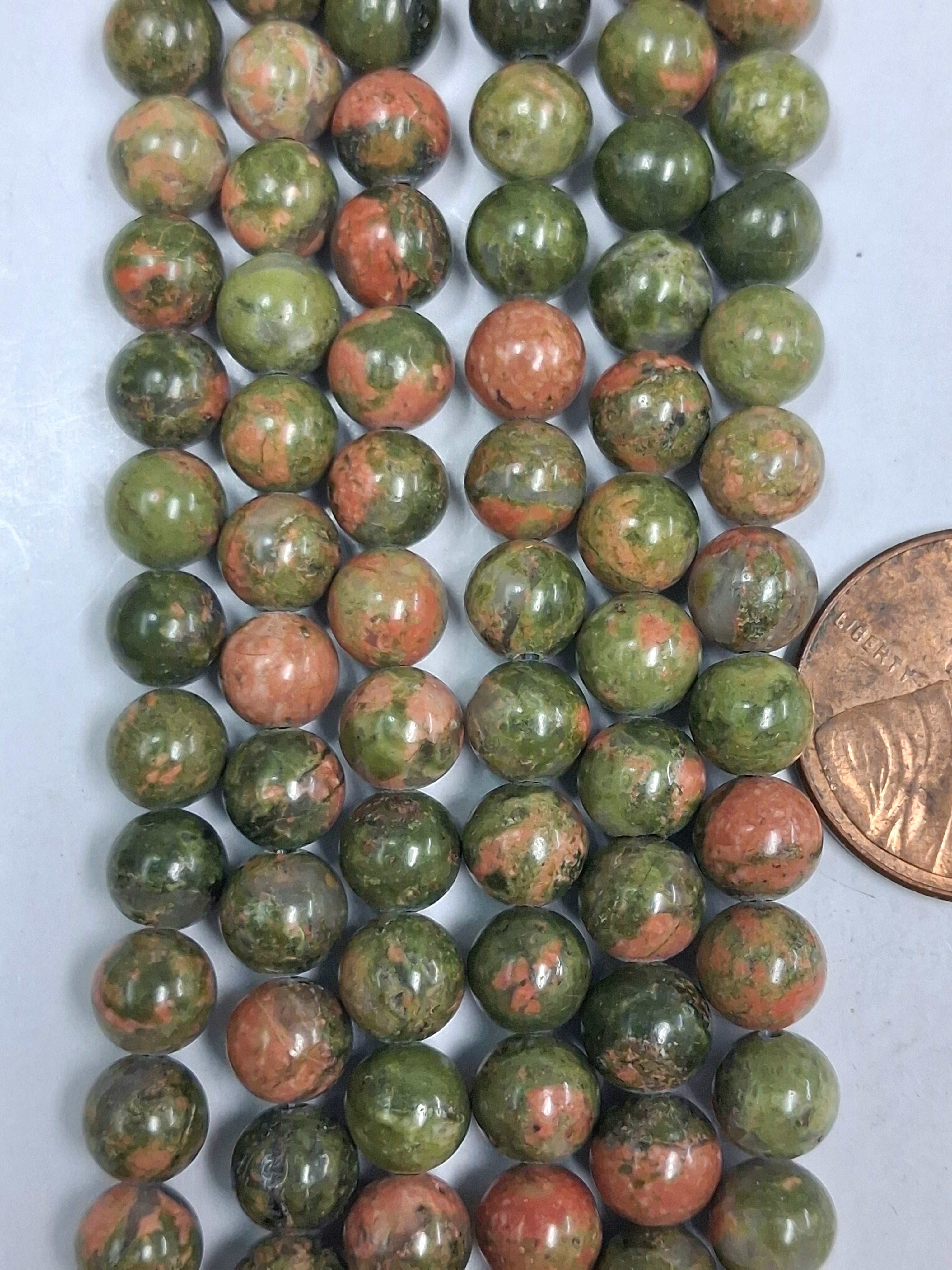 Unakite   8 mm round  Beads   8 inch strand