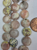 Spice jasper Coin   12mm   8 inch strand