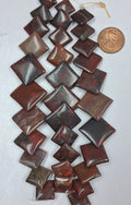 Red Brecciated Jasper  Graduating Overlapping Square Beads  11pcs    8 inch strand