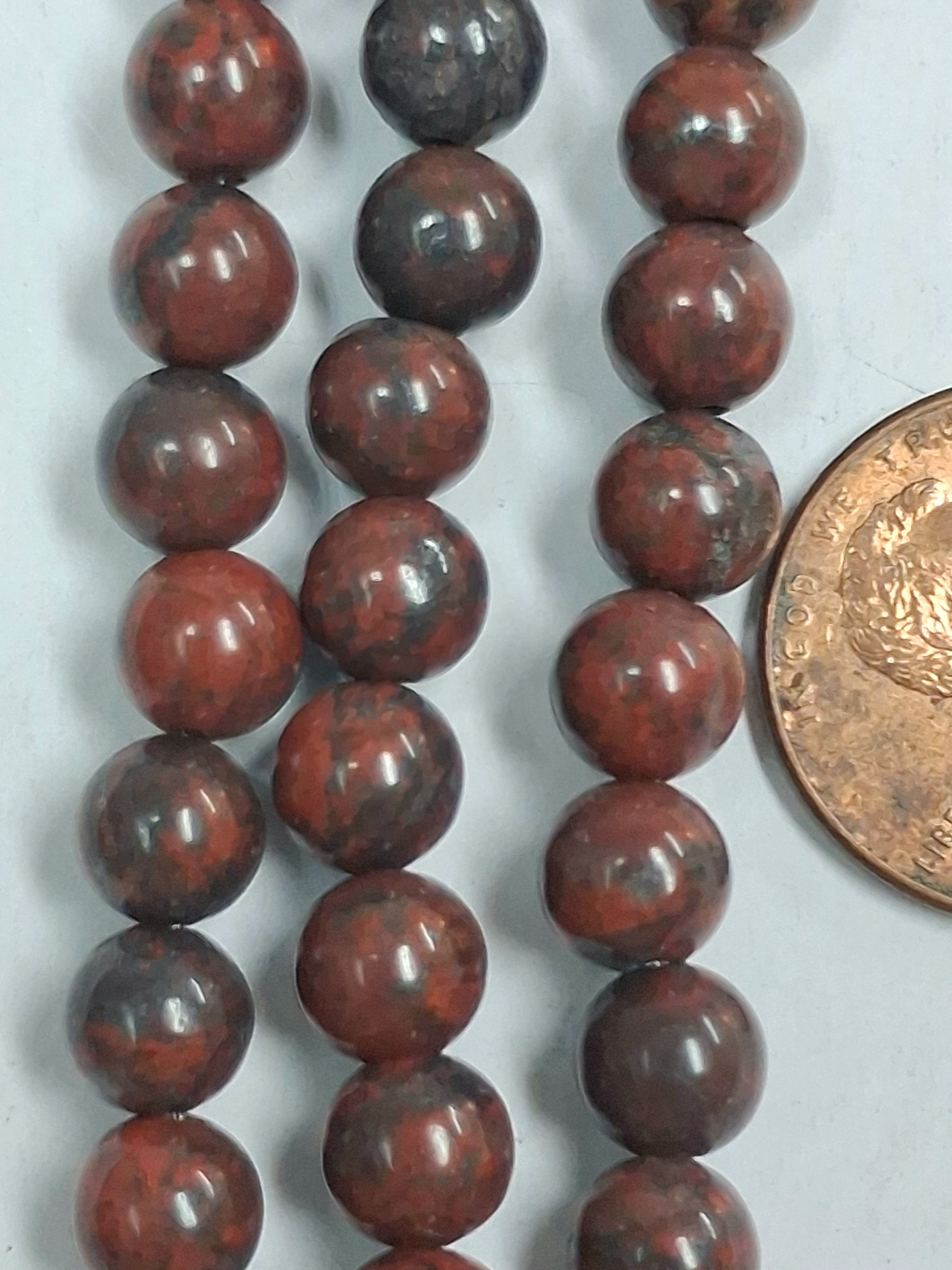 Flame Jasper   6mm Round   7.5 inch strand