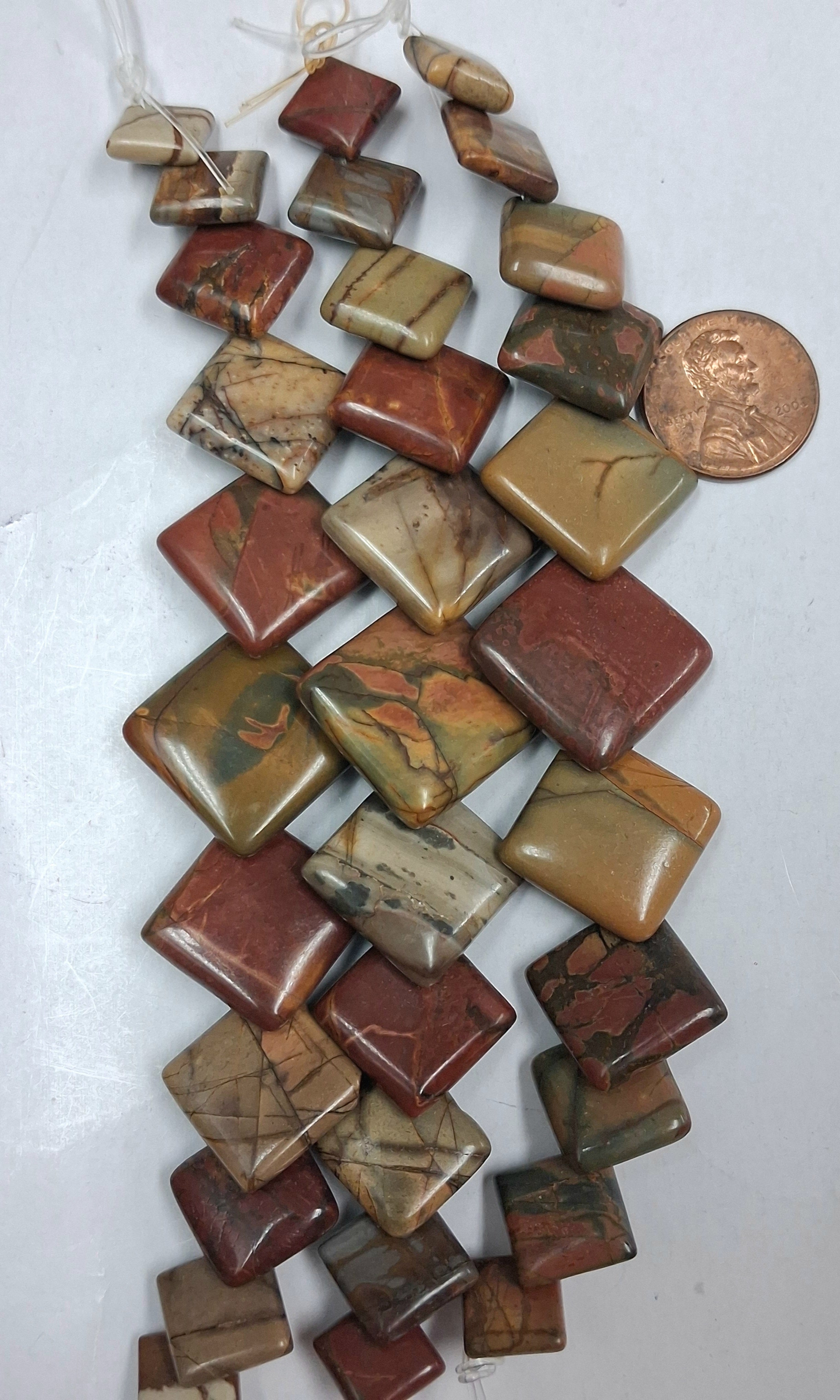 Rainbow Jasper Graduated Overlapping Squares 11pcs